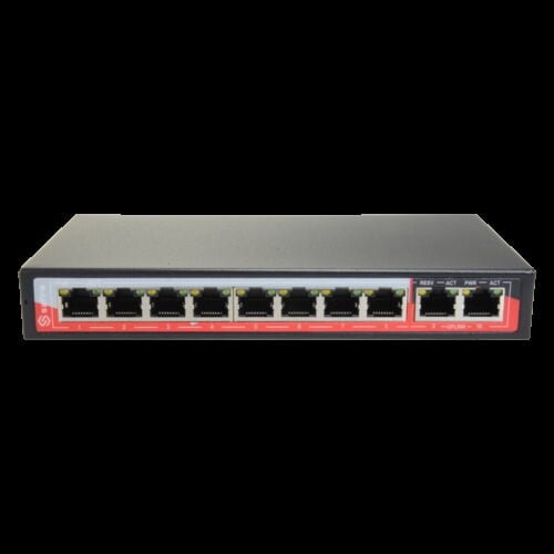 Switch PoE - 8 PoE + Ports 2 Uplink RJ45 - Geschwindigkeit 10/100 Mbps - Funktionen: Ai VLan/QOS/CCTV Extend/PoE - Norm IEEE802.