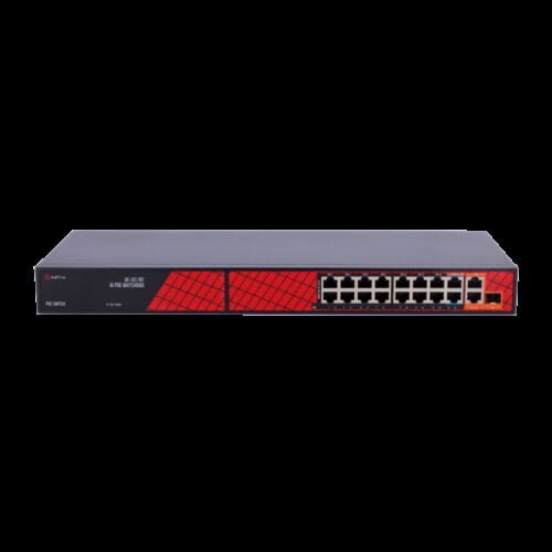 Safire Switch Hi-PoE - 16 PoE-Anschlüsse + 2 Uplink RJ45 + 2 SFP Uplink - Hybrid 15x10/100Mbps + 4x10/100/1000Mbps - 14 PoE+-Por