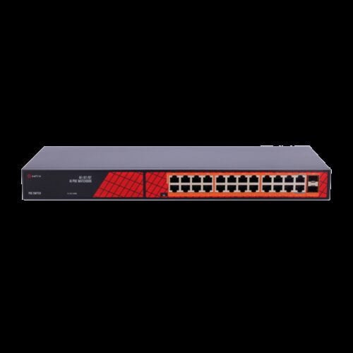 Safire Switch Hi-PoE - 24 PoE-Anschlüsse + 2 SFP Uplink - Geschwindigkeit der Gigabit-Anschlüsse 10/100/1000Mbps - 22 PoE+-Ports