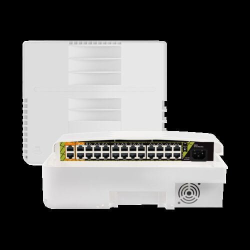 Switch PoE-Schalter für Außenbereich - 22 RJ45 PoE+ 2 RJ45 Hi-PoE - 2 RJ45 Uplink - 22 x 10/100 Mbps - 4 x Gigabit - Bis zu 300