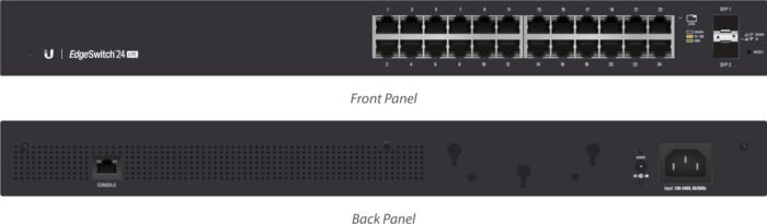 Ubiquiti EdgeSwitch 24 / Lite / 24 Gigabit RJ45 Ports / 2 SFP Ports / 1 Serial Port / ES-24-Lite