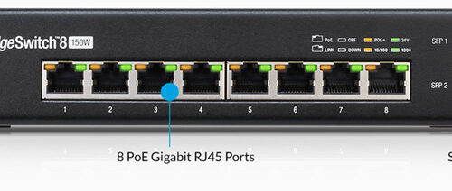 Ubiquiti EdgeSwitch 8 / 8 Gigabit RJ45 Ports / 2 SFP Ports / 150W / ES-8-150W