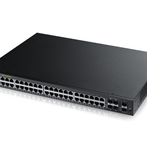 Zyxel Switch smart managed Layer2 50 Port &bull 44x 1 GbE &bull PoE Budget 375 Watt &bull 48x PoE at &bull 4x 1 Gb Combo &bull 2