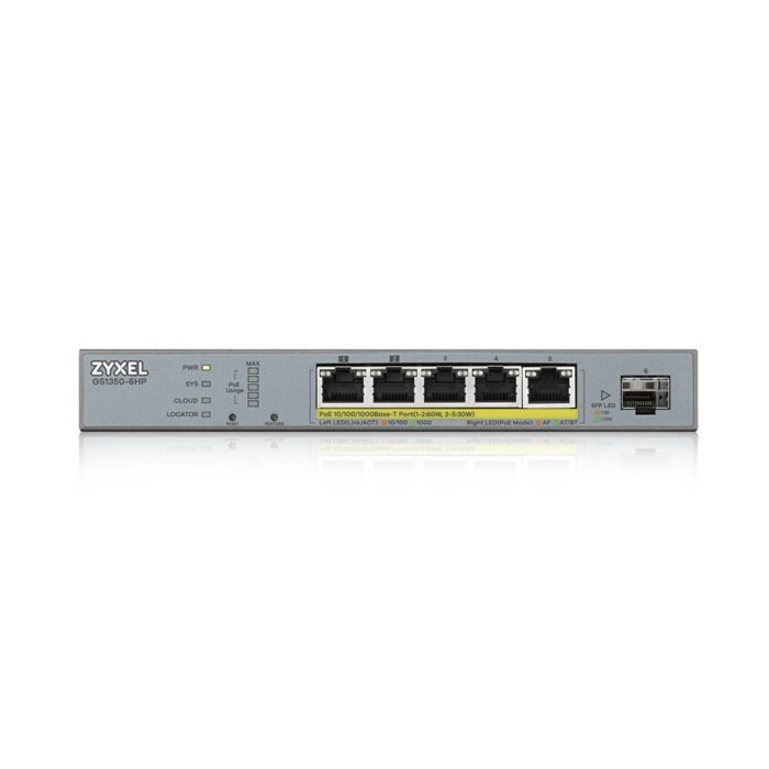 Zyxel Switch smart managed Layer2 6 Port &bull 5x 1 GbE &bull PoE Budget 60 Watt &bull 5x PoE at &bull 1x SFP &bull Desktop &bul - Image 2