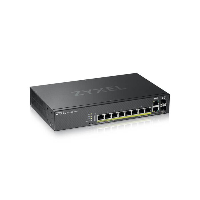 Zyxel Switch full managed Layer2+ 10 Port &bull 8x 1 GbE &bull PoE Budget 180 Watt &bull 8x PoE at &bull 2x 1 Gb Combo &bull 19"