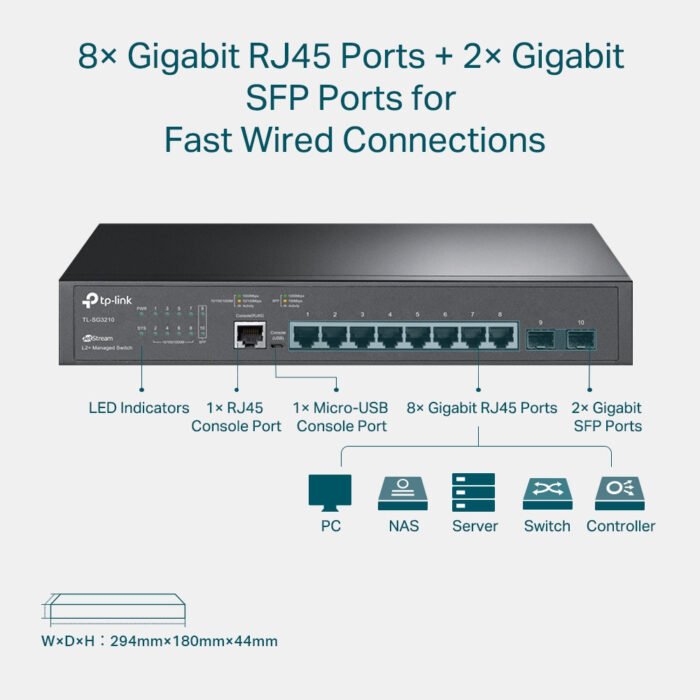 TP-Link Switch full managed Layer2+ 10 Port &bull 8x 1 GbE &bull 2x SFP &bull 13" &bull Lüfterlos, Omada &bull SG321 - Image 4