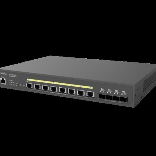 EnGenius Switch full managed Layer2+ 12 Port &bull 8x 10 GbE &bull PoE Budget 420W &bull 8x PoE bt &bull 4x SFP+ &bull 13" &bull