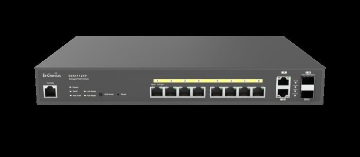 EnGenius Switch full managed Layer2+ 12 Port &bull 8x 1 GbE &bull PoE Budget 130W &bull 8x PoE at &bull 2x GbE, 2x SFP &bull 13" - Image 3