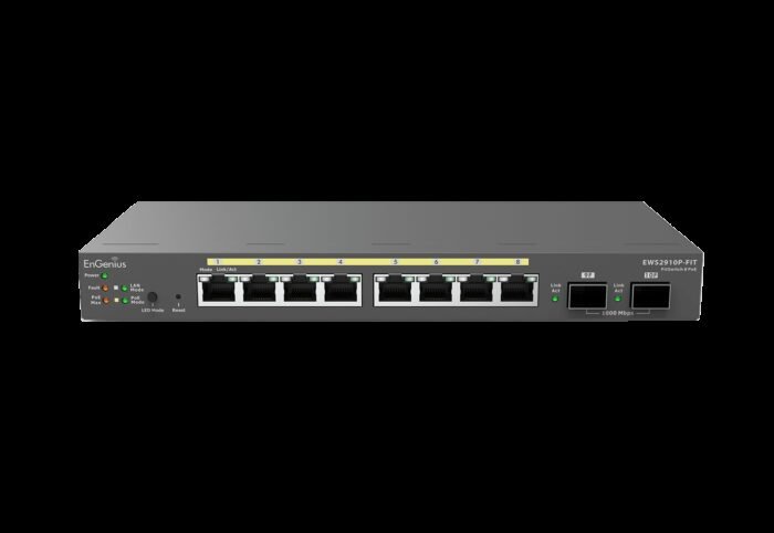 EnGenius Switch full managed Layer 2+ 10 Port &bull 8x 1 GbE &bull PoE Budget 55W &bull 8x PoE at &bull 2x SFP &bull Desktop-Swi