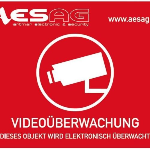 Warn-Aufkleber - Videoüberwachung (70x55 mm) - mit Logo AES AG