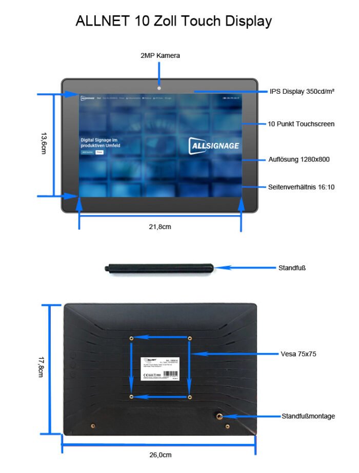 ALLNET Touch Display Tablet 12 Zoll PoE mit 8GB/64GB, RK3568 Android 13,PrimeOne-120 - Image 4