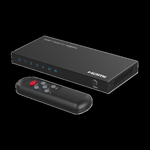 HDMI Switch - 4 HDMI-Eingänge - 1 HDMI-Ausgang - Auflösung 4K@60Hz - Tastatur - Steuerung mit Fernbedienung