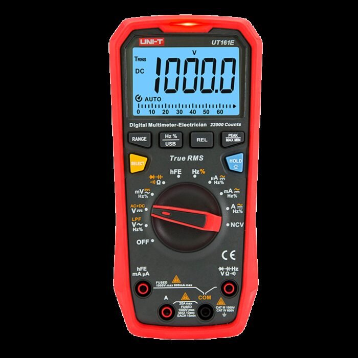 Digitales Multimeter CAT III - LED-Anzeige bis zu 6000 Konten - DC- und AC-Messung bis zu 1000V und 20A - PC-Verbindung - Hohe A