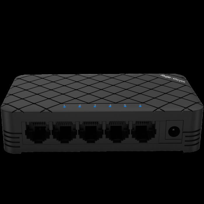 Reyee Switch Desktop - Kunststoffgehäuse - 5 Ports RJ45 - Geschwindigkeit 10/100 Mbps - Plug and Play - Energiesparende Technolo