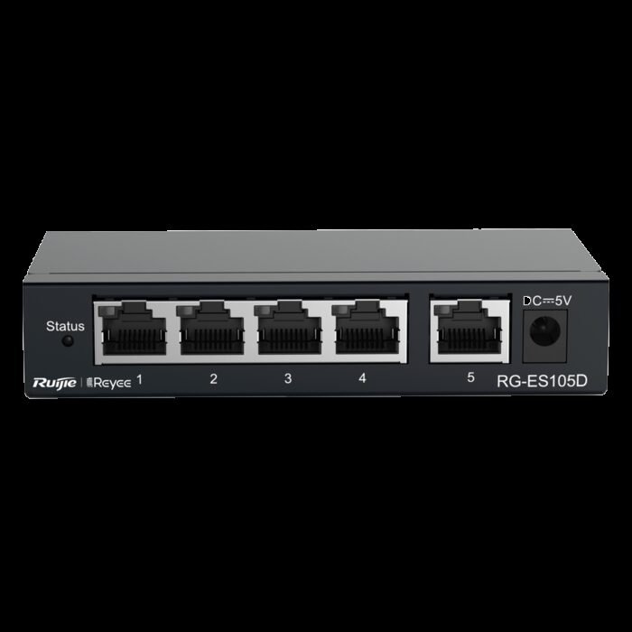 Reyee Switch Desktop - Metallgehäuse - 5 Ports RJ45 - Geschwindigkeit 10/100 Mbps - Plug and Play - Energiesparende Technologie