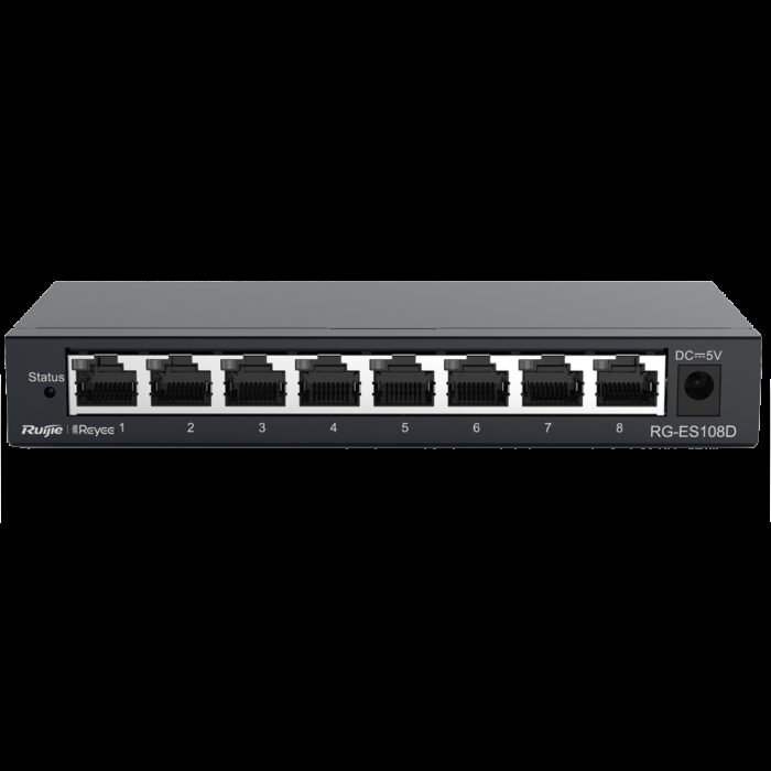 Reyee Switch Desktop - Metallgehäuse - 8 Ports RJ45 - Geschwindigkeit 10/100 Mbps - Plug and Play - Energiesparende Technologie