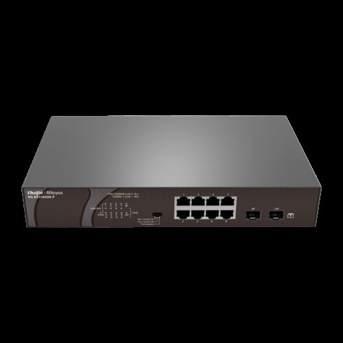 Reyee PoE Desktop-Switch - 8 Anschlüsse RJ45 + 2 Uplink SFP - 8 Gigabit-Anschlüsse + 2 Gigabit-Anschlüsse - 8 PoE+ Anschlüsse 80
