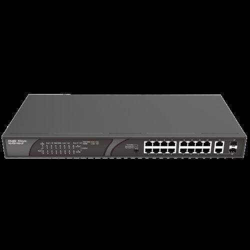 Reyee PoE Desktop-Switch - Metallgehäuse - 16 Anschlüsse RJ45 10/100 Mbps + 2 Gigabit Uplink - 16 PoE+ Anschlüsse 802.3af/at | G