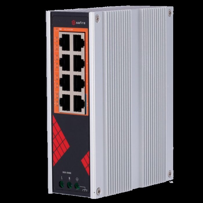 Safire Switch Industrieller AC-Stromversorgung 90~264V - 8 Gigabit-Ports 10/100/1000Mbps - 6 PoE+-Ports 30W + 2 Hi-PoE-Ports 60W