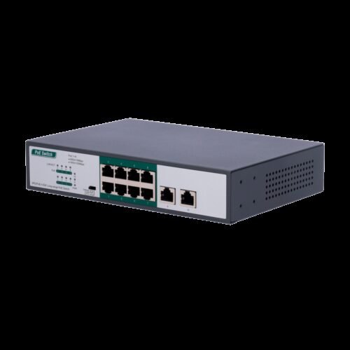 Switch PoE - 8 PoE-Anschlüsse FE + 2 GE - Geschwindigkeit 8 x10/100Mbps + 2 x10/100/1000Mbps - 8 PoE+ Anschlüsse für bis zu 800m