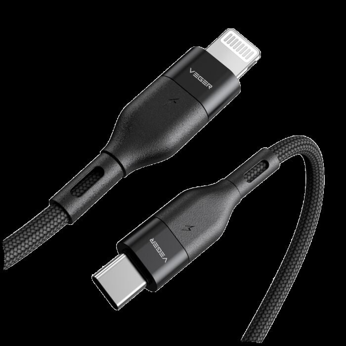 Veger - Kabel USB2.0  - Schnelles Aufladen PD65W - USB-C zu Lightning - Metallmantel