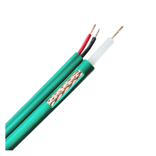 Koaxialkabel KX6 - Vídeo und Stromversorgung - Rolle von 100 Metern - Farbe grün - Parallel getrennte Kabel - Geringe Verluste