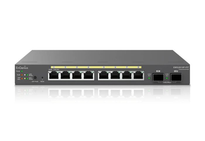 EnGenius Switch full managed Layer 2+ 10 Port &bull 8x 1 GbE &bull PoE Budget 110W &bull 8x PoE at &bull 2x SFP &bull Desktop-Sw