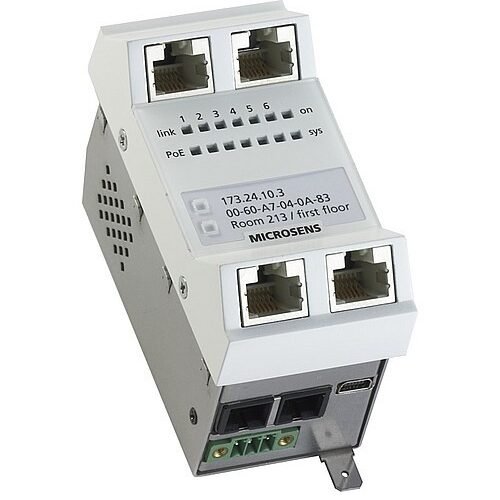 Microsens Installationswitch GBE 6 Port, vert.. Einbau, 5xRJ45, 1xSC duplex, MS440211M-G6
