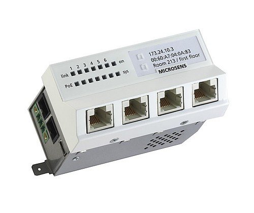 Microsens Installationswitch GBE 6 Port, horizont. Einbau, 5xRJ45, 1xSC duplex, PoE+, MS440201PM-48G6+