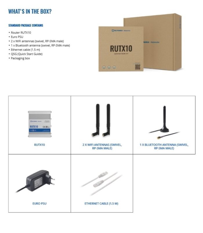 Teltonika · Router · RUTX10 · Ethernet Router, 4x Gigabit LAN Port, Dual Band WiFi (Wave-2 802.11ac), USB, Bluetooth, M2M - Image 7