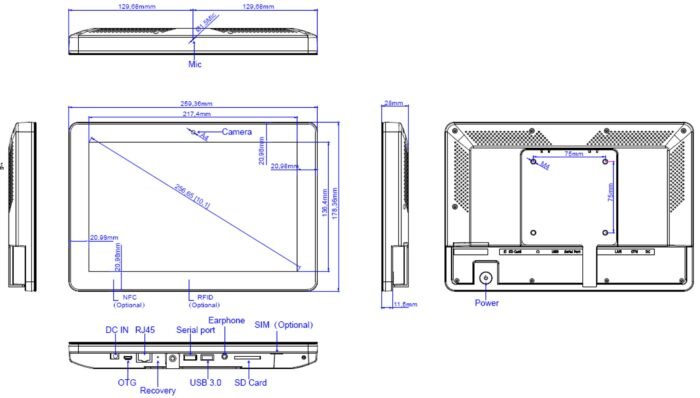ALLNET Meetingraum RGB LED Tablet 10 Zoll RK3568 Android 11 und NFC/RFID Farbe schwarz - Image 3