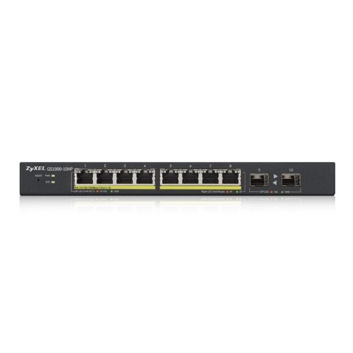 Zyxel Switch smart managed Layer2 10 Port &bull 8x 1 GbE &bull PoE Budget 77 Watt &bull 8x PoE at &bull 2x SFP &bull Desktop &bu - Image 2