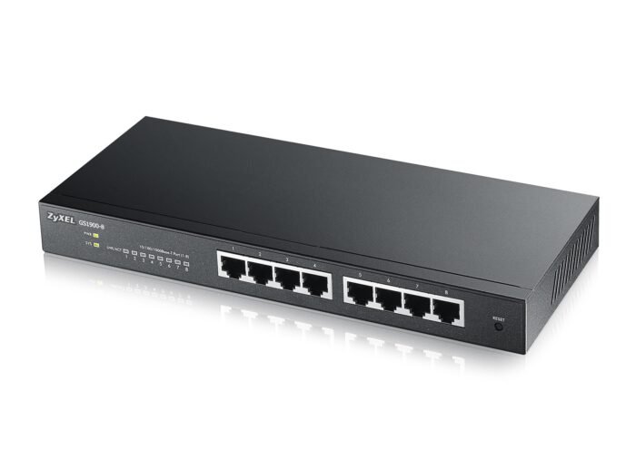 Zyxel Switch smart managed Layer2 8 Port &bull 8x 1 GbE &bull Desktop &bull Lüfterlos &bull GS1900-8 V2