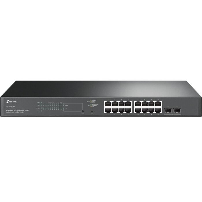TP-Link Switch smart managed Layer2 18 Port &bull 16x 1 GbE &bull PoE Budget 150W &bull 2x SFP &bull 19" &bull Omada &bull SG221