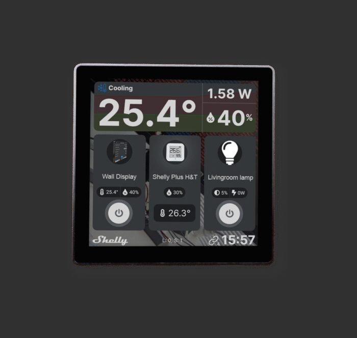 Shelly · Unterputz · "Wall Display" · Android · WLAN · schwarz