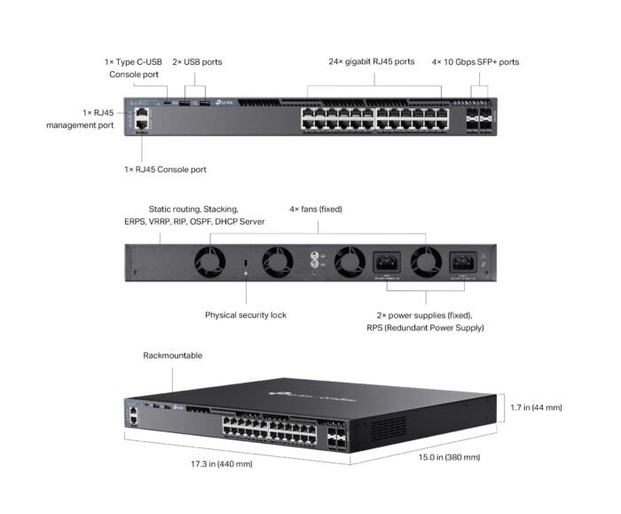 TP-Link Switch full managed Layer3 28 Port &bull 24x 1 GbE &bull 4x SFP+ &bull Omada &bull TL-SG6428X - Image 7