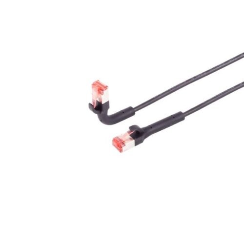 Patchkabel RJ45, CAT6A 500Mhz, 0,5m, schwarz, U-STP(U/FTP), TPE, biegbare Stecker 90Grade