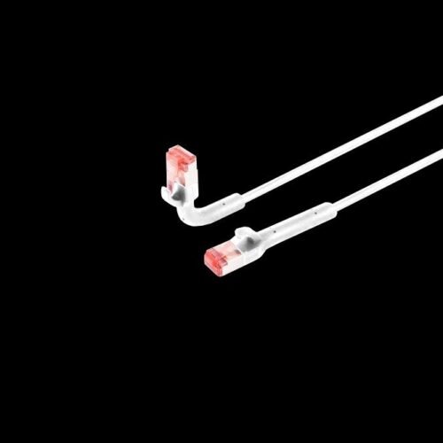 Patchkabel RJ45, CAT6A 500Mhz, 0,25m, weiss, U-STP(U/FTP), TPE, biegbare Stecker 90Grade