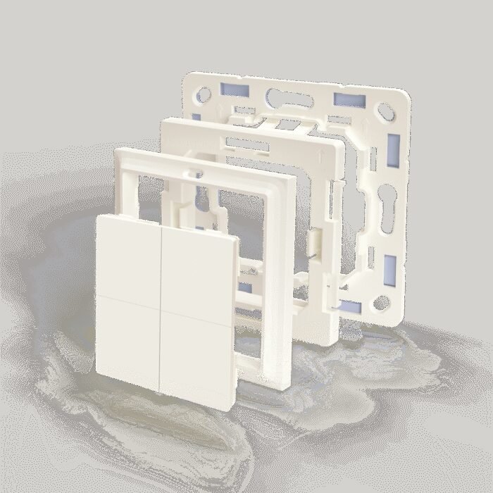 Shelly · Plug & Play Zubehör · "BLU Wall Switch 4 Adapter Gira & Merten" · Weiß