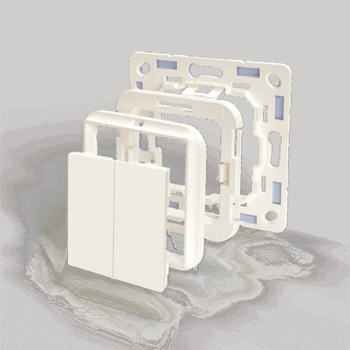 Shelly · Plug & Play Zubehör · "BLU Wall Switch 4 Adapter Busch-Jaeger" · Weiß