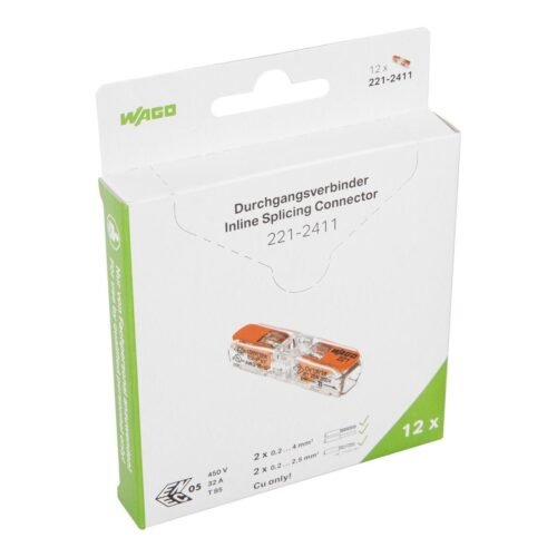 Wago Serie 221 - Durchgangsverbinder -2*4mm (12 Stück Retail)
