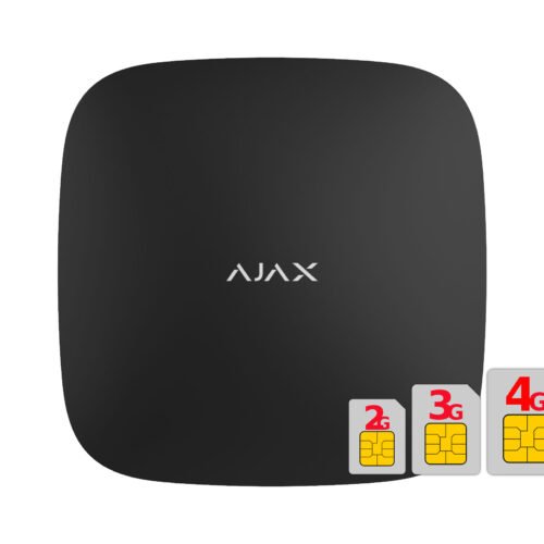 AJAX HUB 2 PLUS - Funk Alarmanlage, 2x4G-GSM, GPRS, WiFi, LAN, Schwarz