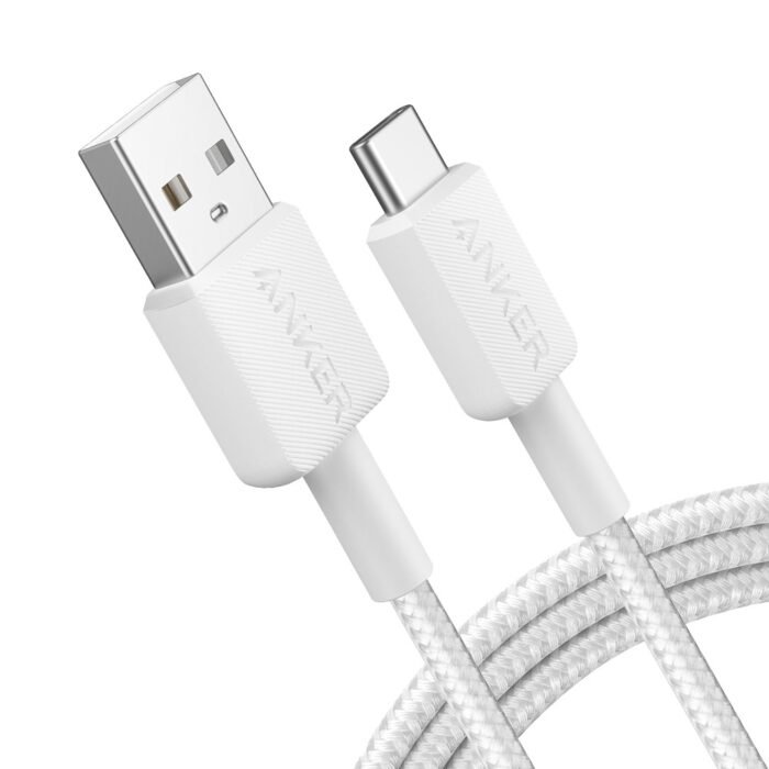 Anker - Kabel USB2.0 - Schnellladung bis zu 15W - USB-A auf USB-C - Nylon geflechtenes Kabel - Länge 1.8m | Farbe weiß