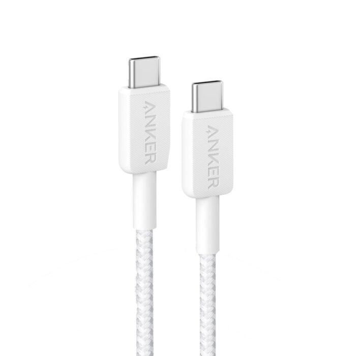 Anker - Kabel USB2.0 - Schnelles Aufladen 100W - USB-C auf USB-C - Nylon geflechtenes Kabel - Länge 0.9m | Farbe weiß