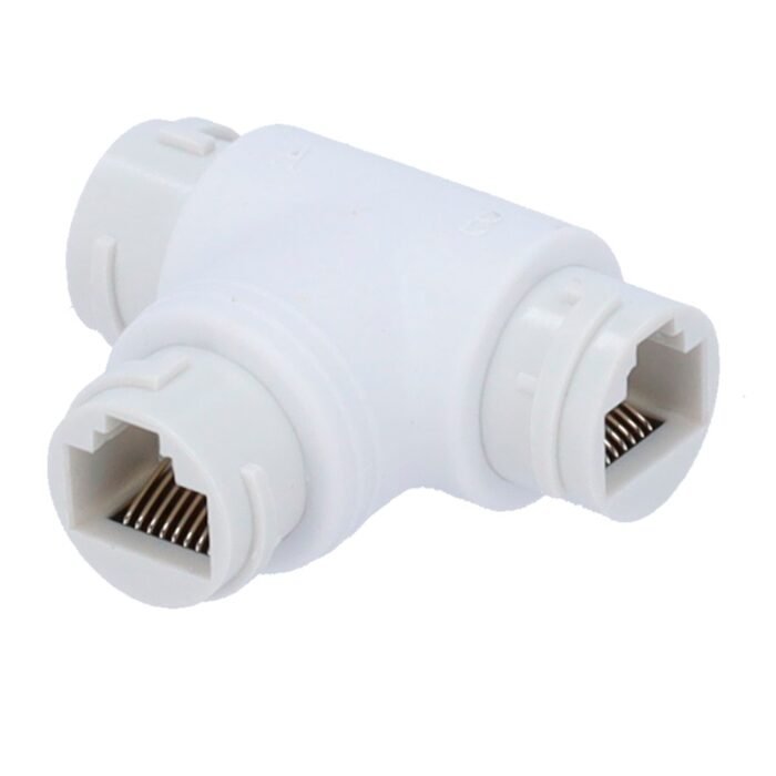 Adaptador RJ45 - Conector entrada RJ45 hembra - Conector salida 2 RJ45 hembra - Compatible UTP - IP66 - Color blanco