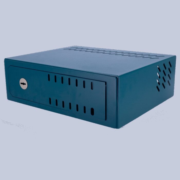 Safe für DVR - Spezifisch für Videoüberwachung - Für DVR mit 1U Rack - Mechanisches Schloss - Mit Belüftung und Kabelverschraubu