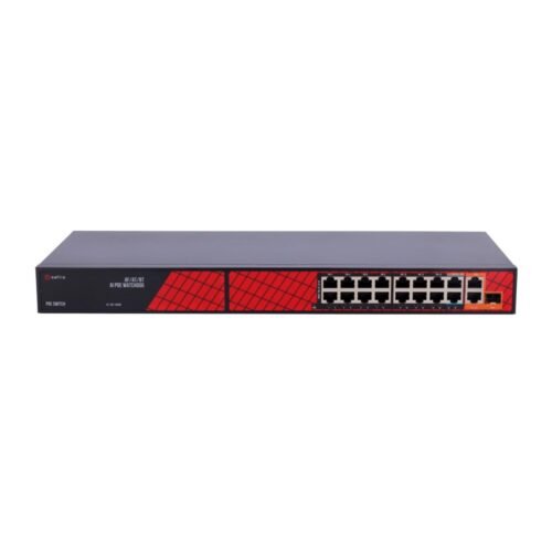 Safire Switch Hi-PoE - 16 PoE-Anschlüsse + 2 Uplink RJ45 + 2 SFP Uplink - Hybrid 15x10/100Mbps + 4x10/100/1000Mbps - 14 PoE+-Por
