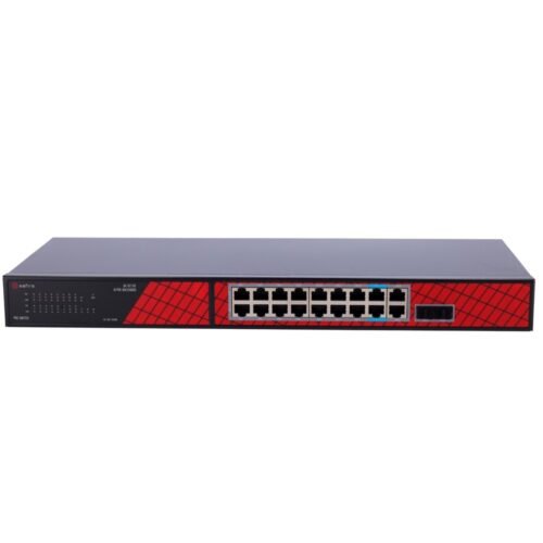 Safire Switch Hi-PoE - 16 PoE-Anschlüsse + 2 SFP + 2 RJ45 - Geschwindigkeit der Gigabit-Anschlüsse 10/100/1000Mbps - 14 PoE+-Por