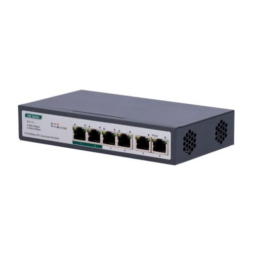 Switch PoE - 4 PoE+ Anschlüsse FE + 2 GE Uplink - Geschwindigkeit 4 x10/100Mbps + 2 x10/100/1000Mbps - 2 PoE-Anschlüsse für bis
