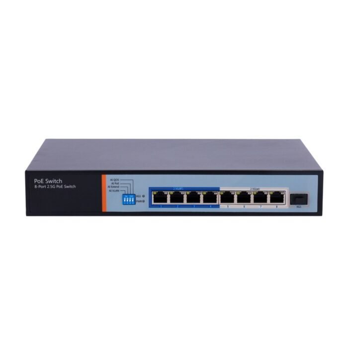 Hi-PoE-Switch - 8 PoE + Anschlüsse 1 Uplink SFP 10G - Geschwindigkeit der Multi-Gigabit-Anschlüsse 2